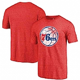 Philadelphia 76ers Red Distressed Logo Fanatics Branded Tri-Blend T-Shirt,baseball caps,new era cap wholesale,wholesale hats